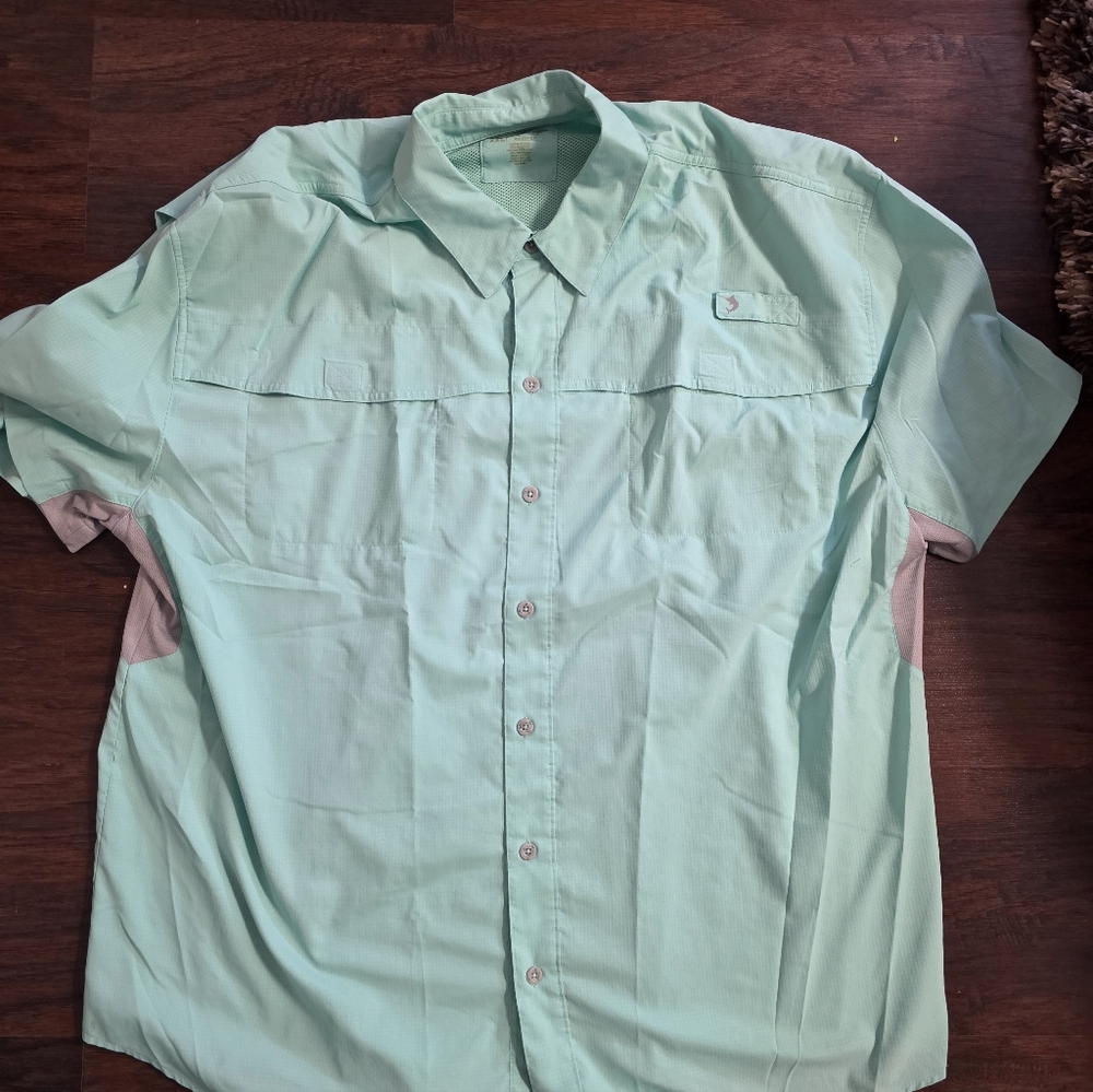 Reel Legends Mint Green Casual Button Down, XXL